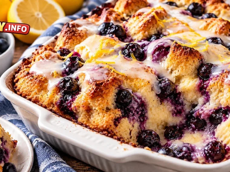 Blueberry Lemon Biscuit Bread Pudding