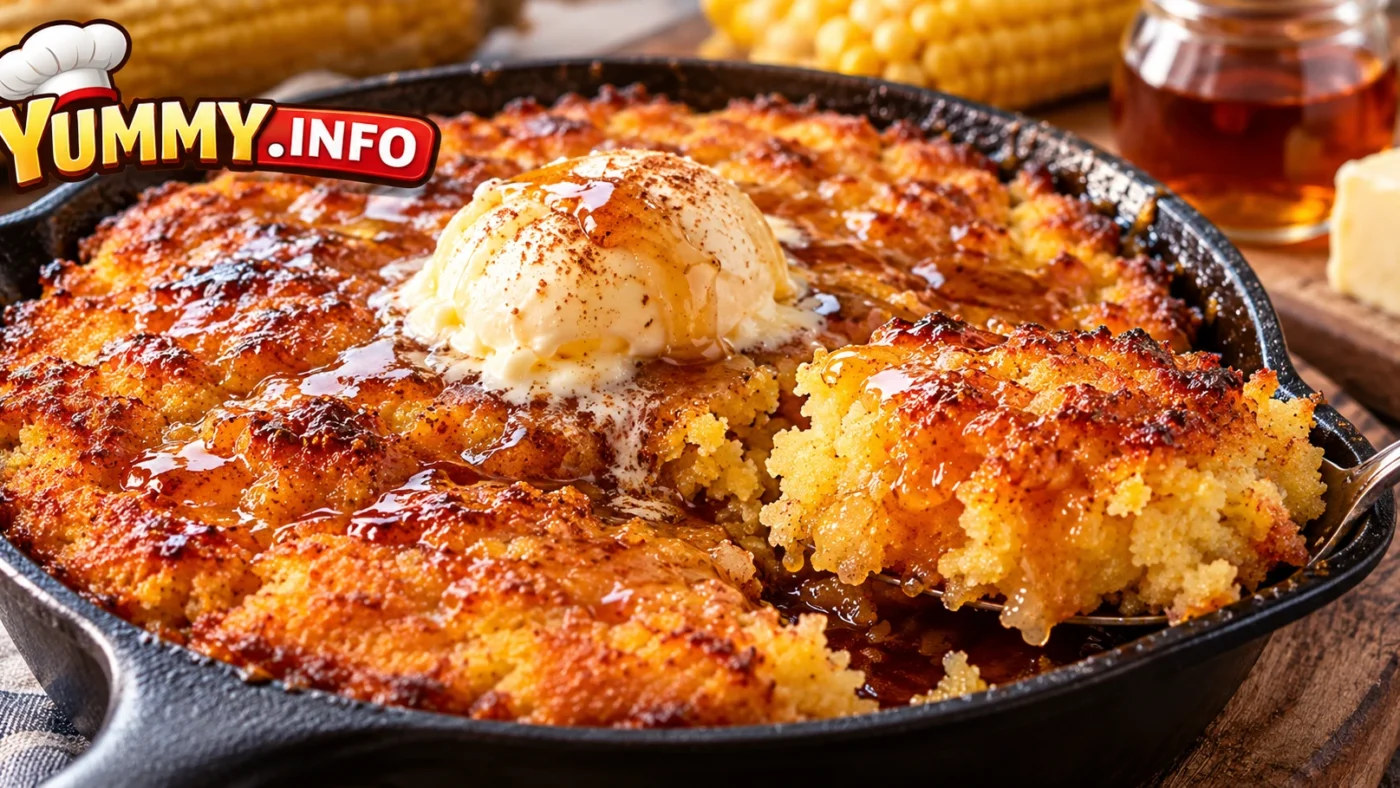 Brown Butter Maple Cornbread Cobbler