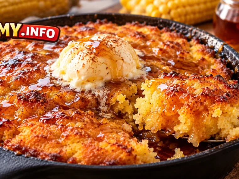Brown Butter Maple Cornbread Cobbler