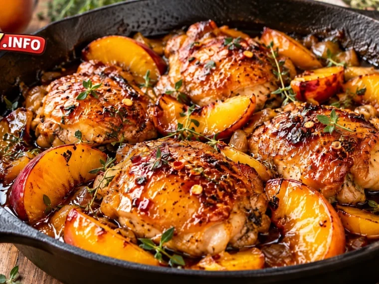 Hot Honey Peach Chicken Skillet